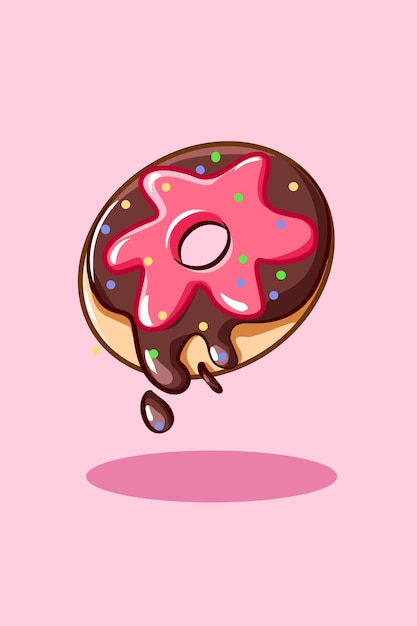 Sweet donuts icon cartoon illustration hand drawing