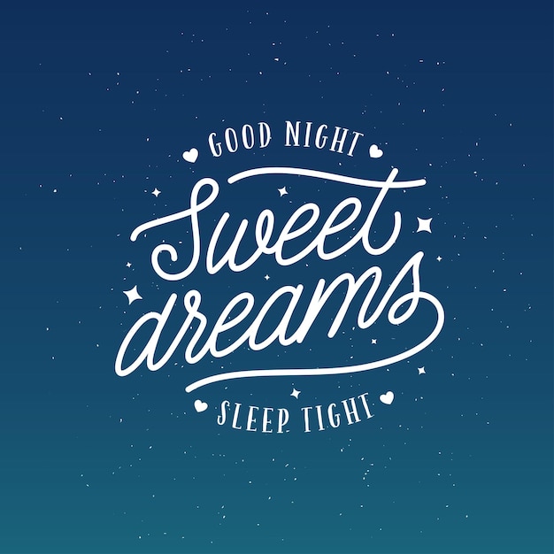 Sweet dreams good night typography Vector vintage illustration