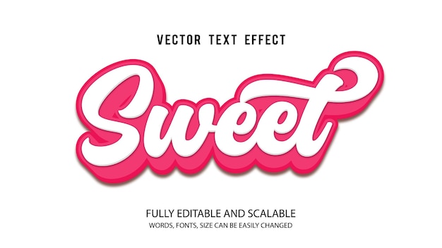 Sweet Editable Text Effect Vector Template With Cute Background 3d Style