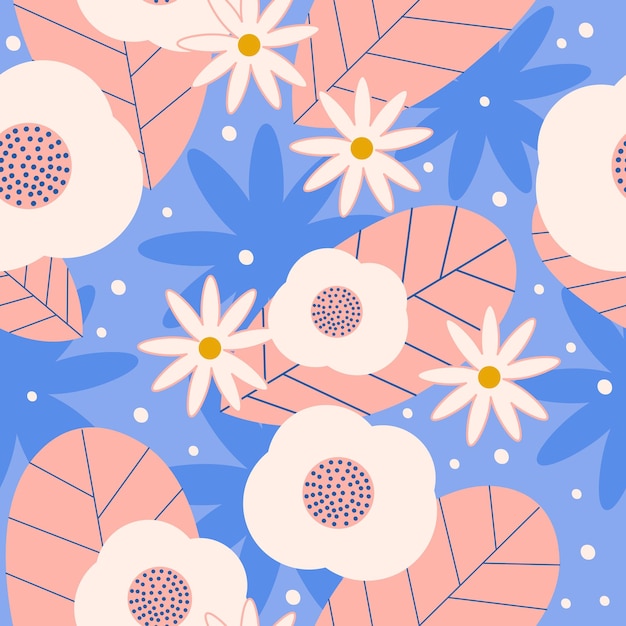 Sweet floral pattern in blue background