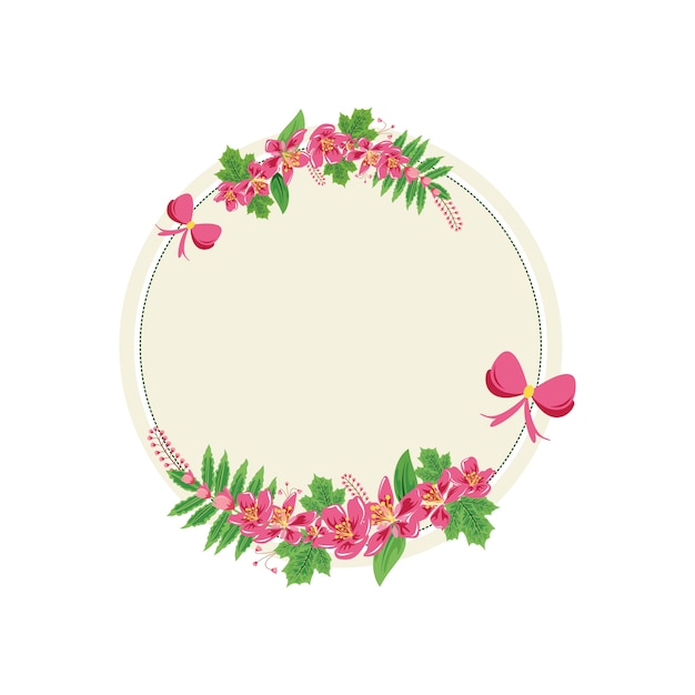 Sweet Flower Floral Wreath Frame Flat Illustration