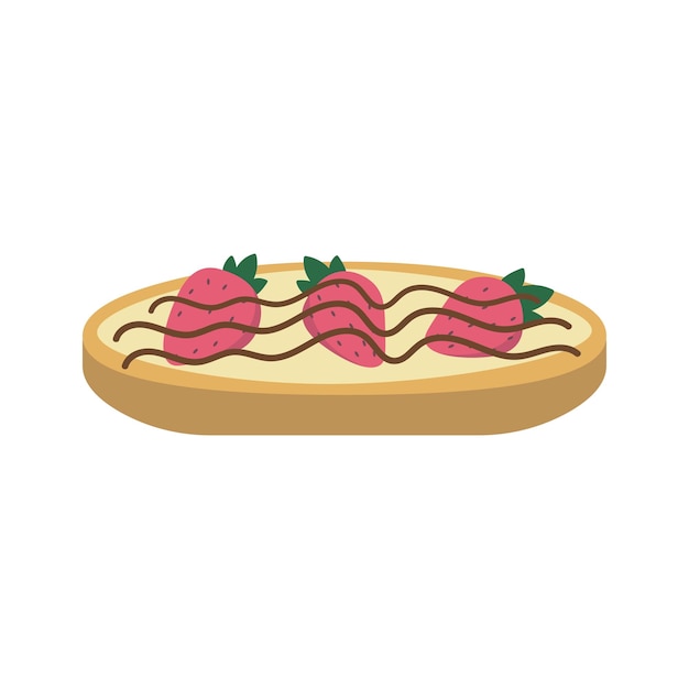 Sweet food vector strawberry sandwich isolated illustration