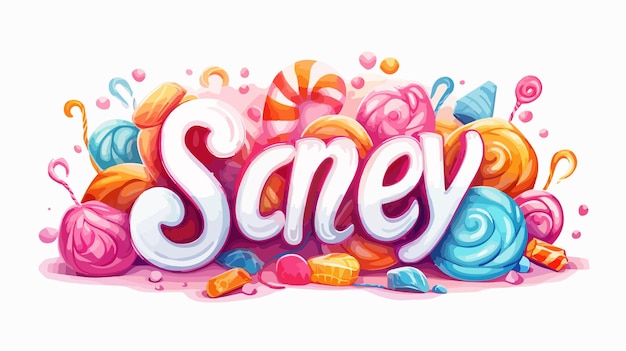 Vector sweet hand lettering with candy brush ink calligraphy