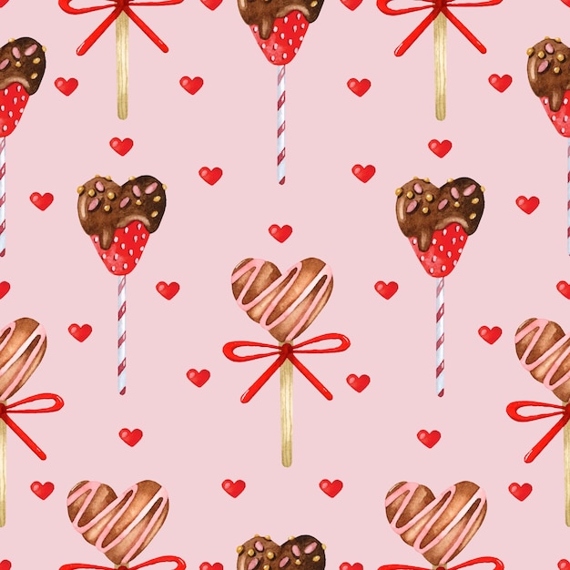 Sweet hearts seamless pattern on pink background