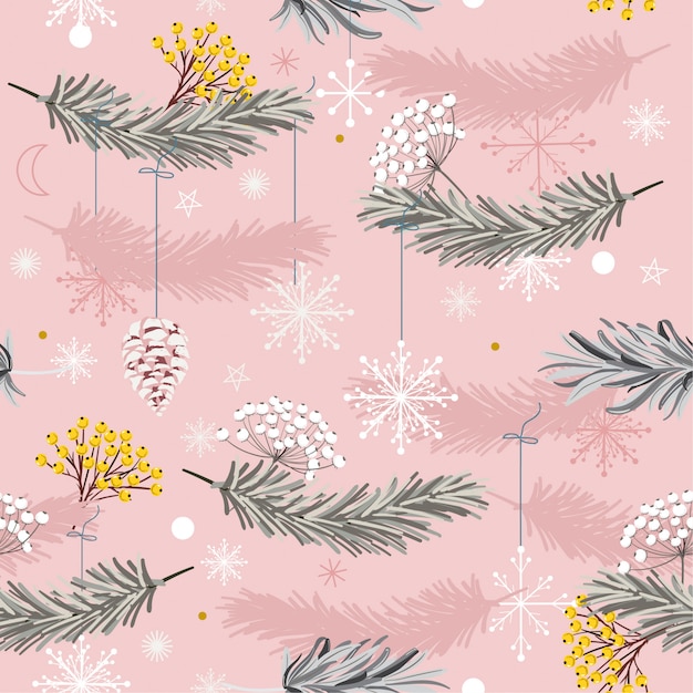 Sweet of Holiday seamless vector pattern with leaves 