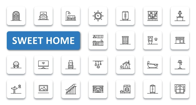 Sweet Home icon set vector illustration thin line outline icons