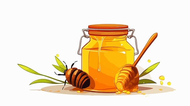 Sweet Honey Jar Cartoon Vector with Free Space for Text