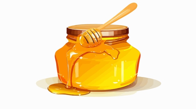 Sweet Honey Jar Cartoon Vector with Free Space for Text