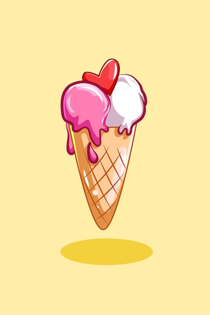 Sweet ice cream icon cartoon illustration