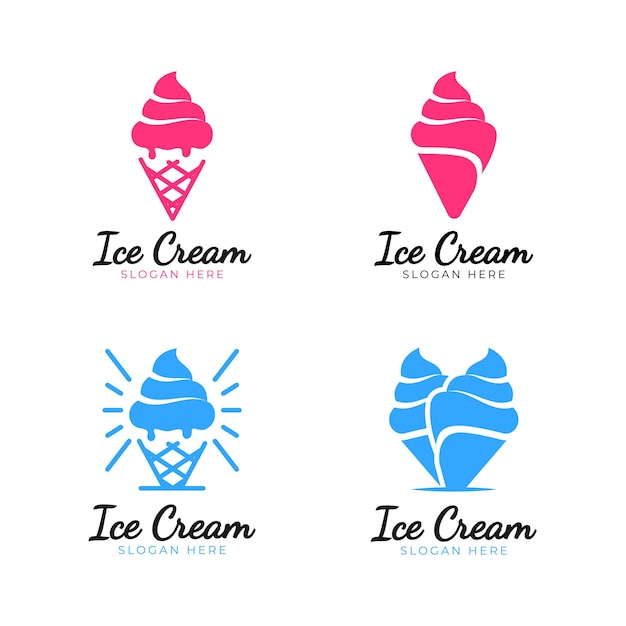 Sweet ice cream logo collection with waffle cone