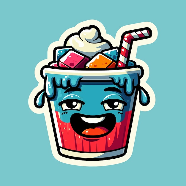 sweet ice funny cartoon sticker graphic design