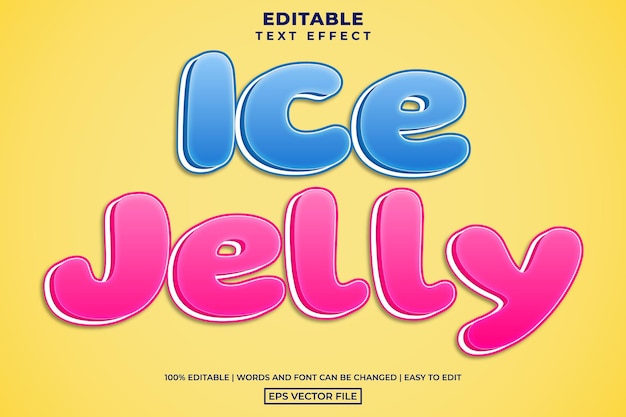 Sweet ice jelly text style editable text effect vector