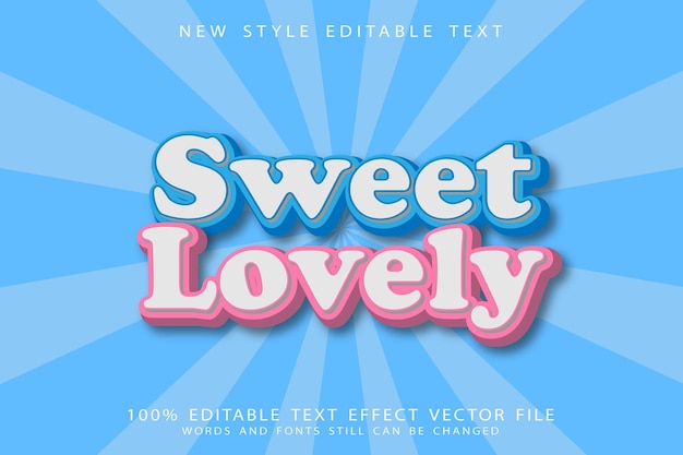 Sweet lovely editable text effect emboss cartoon style