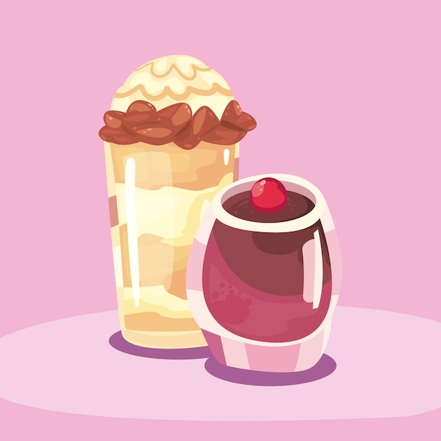 Sweet milkshake and pudding design, dessert delicious sugar snack and tasty theme