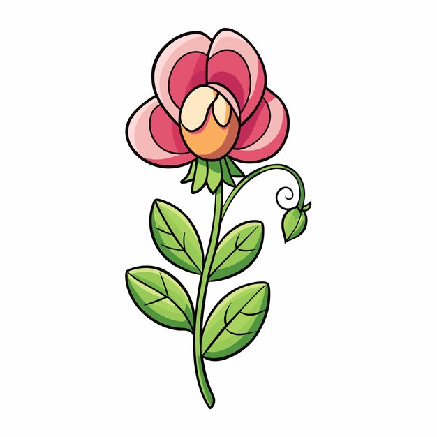 Vector sweet pea flower cartoon style icon vector clipart illustration