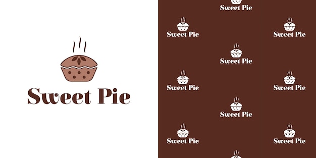 Sweet pie bakery logo vector isolated on white bakery pattern with pie