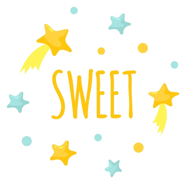 Sweet postcard with cute stars Cartoon print design