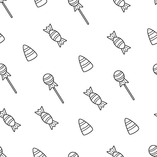 Sweet set candy lollipops seamless doodle pattern background wallpaper