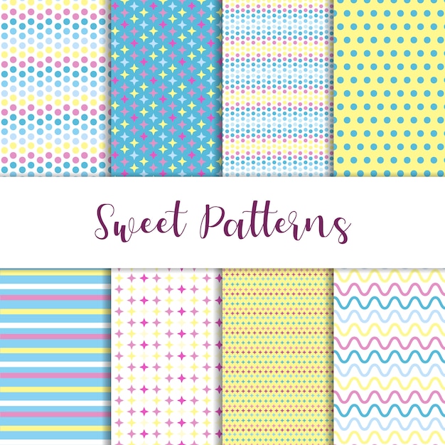 Sweet set of patterns in blue and yellow