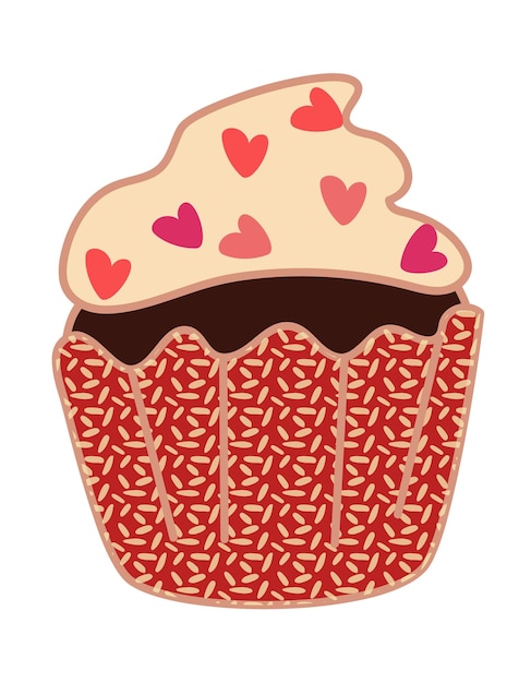 Sweet single cupcakes Creamy muffins with decoration Delicious food Confectionery Vector