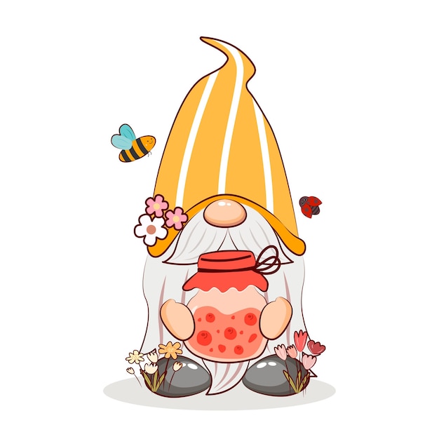 Vector sweet spring gnome vector illustrator