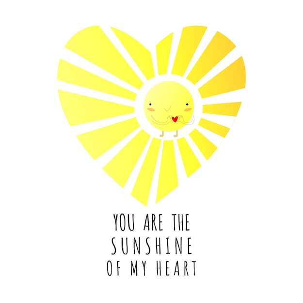 Sweet sun in the shape of a heart