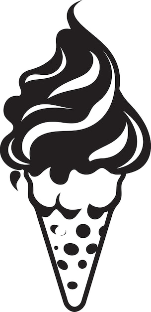 Sweet Symphony Black Cone Icon Emblem Creamy Ecstasy Ice Cream Cone Emblem