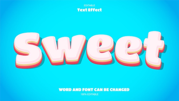 Vector sweet text 3d effect cake theme with blue background