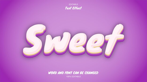 Vector sweet text 3d effect cake theme with purple background