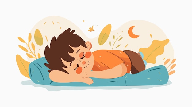 Vector sweet toddler sleeping peacefully dreaming of home life