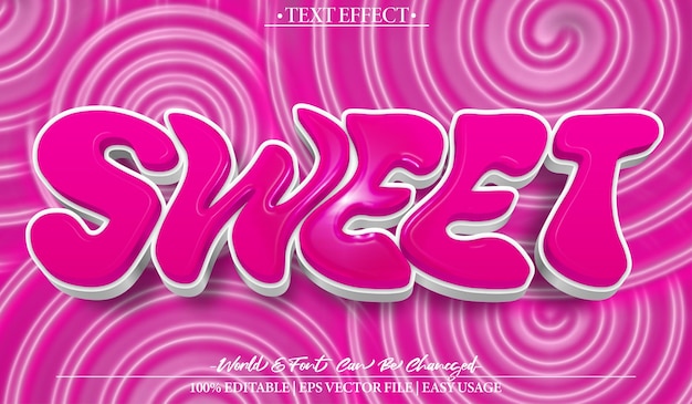 Vector sweet vector text effect editable alphabet tasty pink lollipop yummy candy