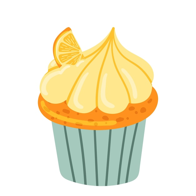 Sweet yummy cupcake creamy cake muffin vector ilustration Flat style cartoon cake icon isolated