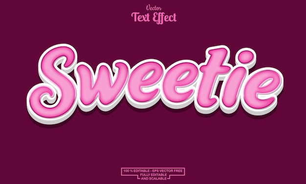 Sweetie modern cartoon editable text effect design