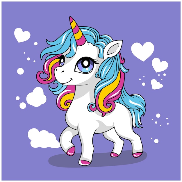 sweety unicorn with smile face funny cartoon