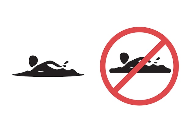 Swim and No Swimming Area Symbol Set information illustration vector