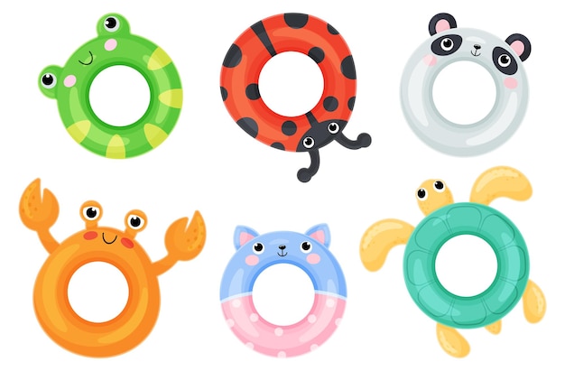 Swim ring cartoon summer set Inflatable pool accessories floating rubber toys