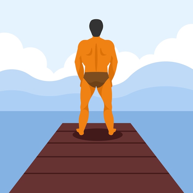 A Swimmer Is Standing On The Pier Isolated On Transparent Background