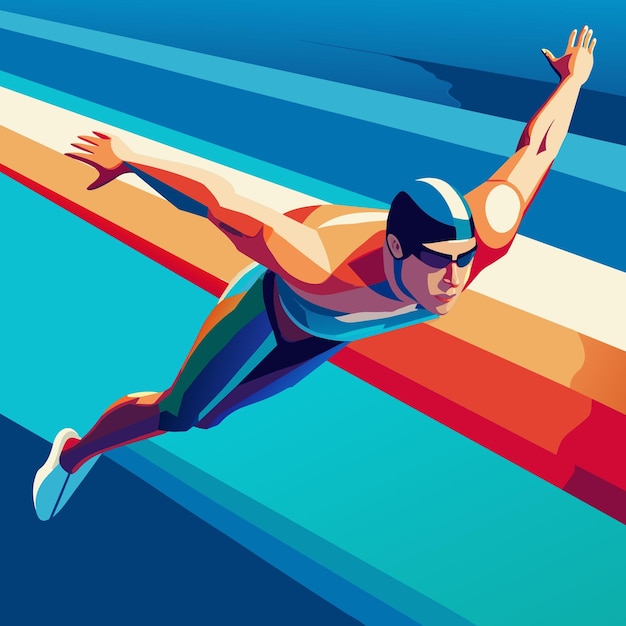 Swimmer Man freestyle Vector Background Design