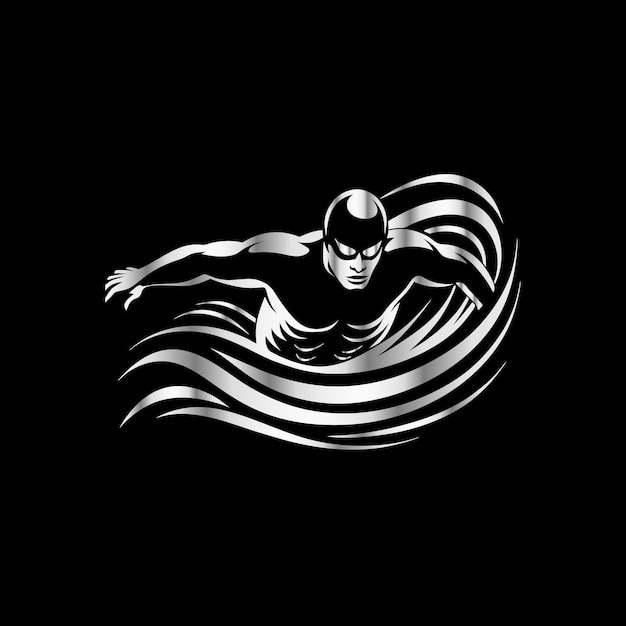 Vector swimmer in the pool vector illustration on a black background athlete swimmer on water