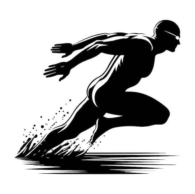 swimmer Silhouette Vector Illustration