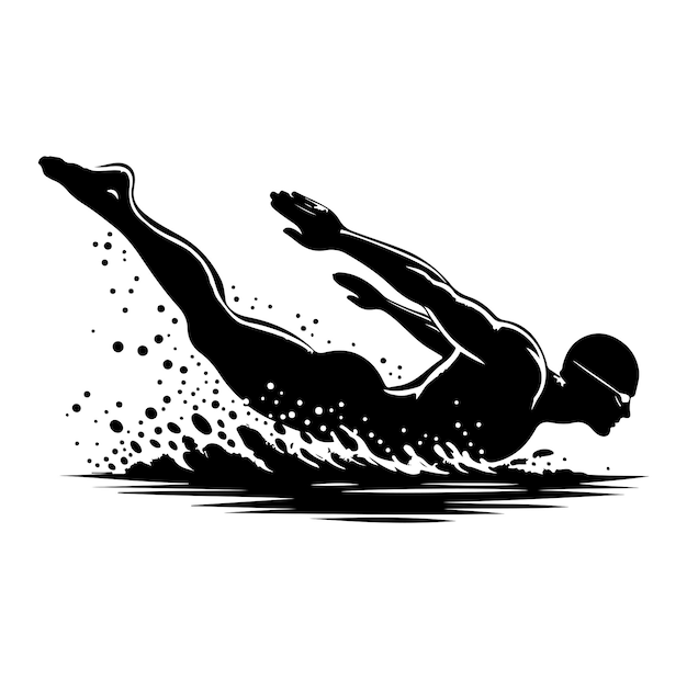 swimmer Silhouette Vector Illustration