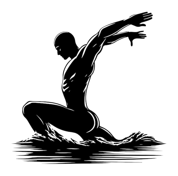 swimmer Silhouette Vector Illustration