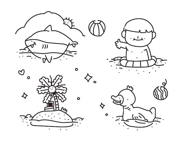 swimming doodle . swimming drawing style