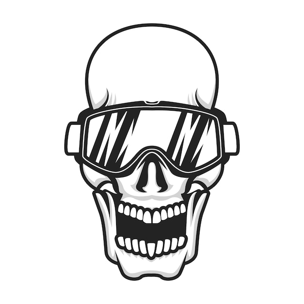 swimming glasses skull head vector. suitable for tattoo designs, logos, t-shirts, etc.