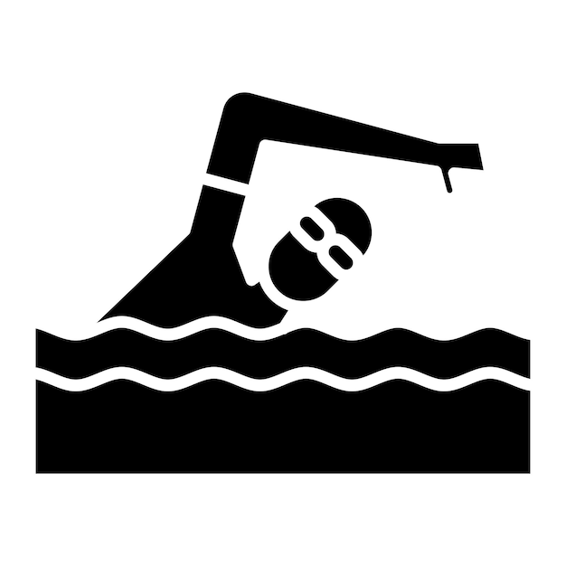 Swimming Glyph Solid Black Illustration