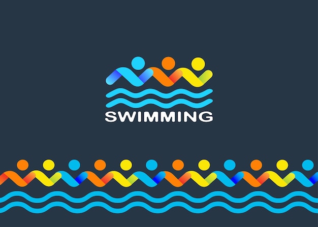 Swimming logo and border design