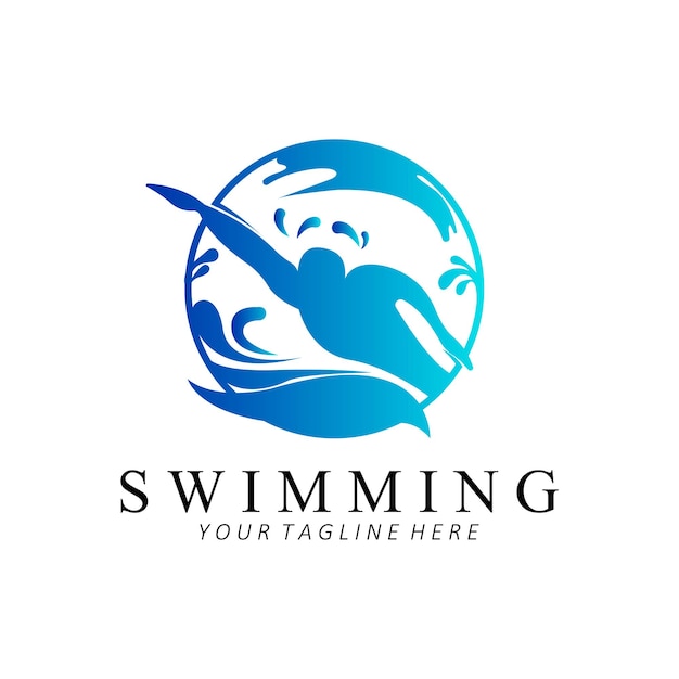 Swimming Logo Design Athletics Olympic Competition Icon Vector