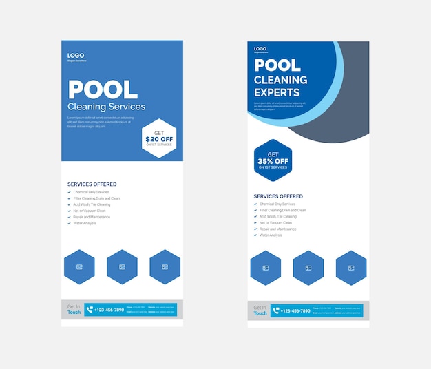 Swimming pool cleaning service flyer Roll up Banner Design Pool maintenance service poster Roll up leaflet template Swimming pool cleaning poster DL Flyer