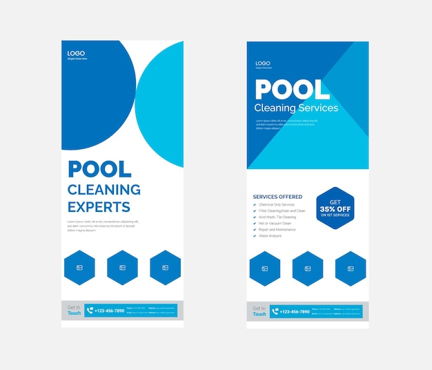 Swimming pool cleaning service flyer Roll up Banner Design Pool maintenance service poster Roll up leaflet template Swimming pool cleaning poster DL Flyer