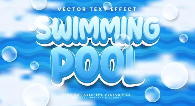 Swimming pool editable vector text effect with blue water concept